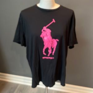 Black XL Ralph Lauren pink polo pony walk t shirt